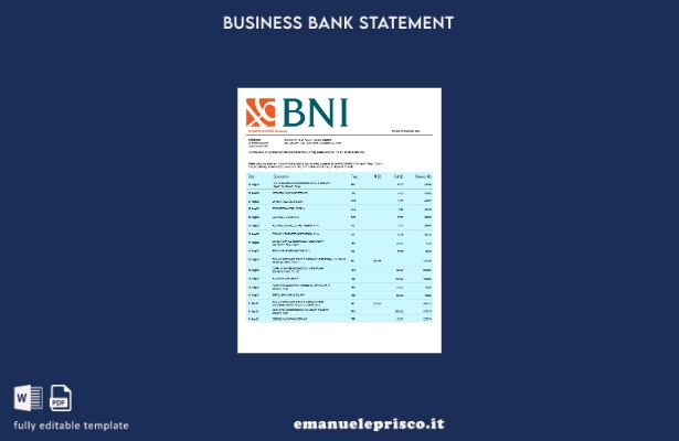 stile verificato Dichiarazione aziendale BNI Bank Modello Word e PDF